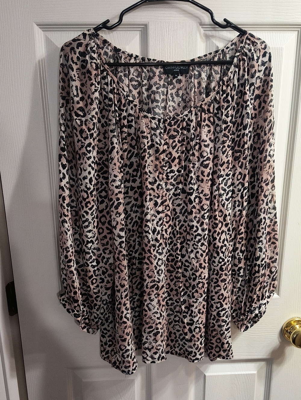 Cynthia Rowley Blush Pink Leopard-Print Flowy Top